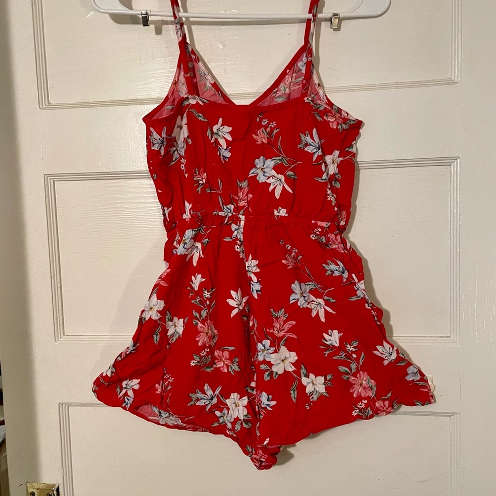 H&M Red Floral Romper Size 4